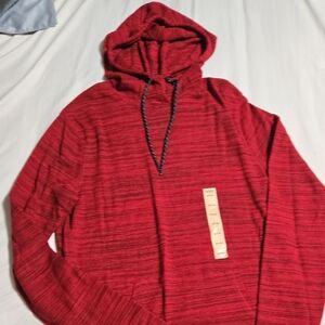 Red Hooded Long Sleeve Tee